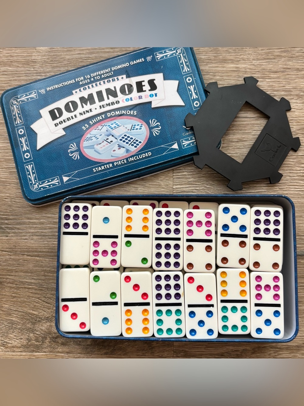 Dominoes Collector Edition 1998 Cardinal Double Nine Jumbo Color Dot 55 Pieces